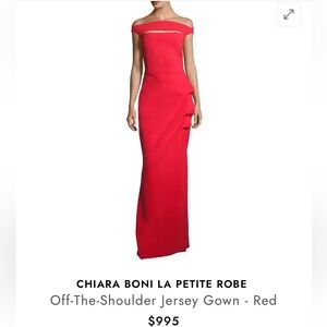 Chiara Boni Red Off-The-Shoulder Maxi Dress